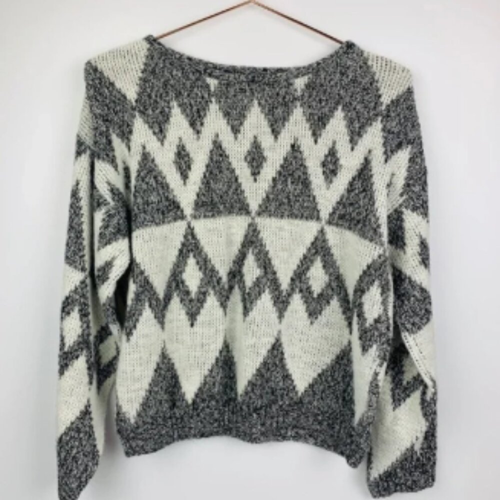 Vintage Cropped‎ Diamond Pattern Sweater